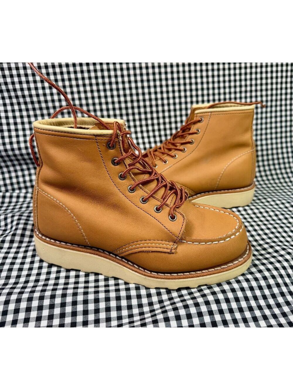 Red Wing 3383 Classic Moc Boots Women 5 B Tan Boundary Leather Made USA Heritage